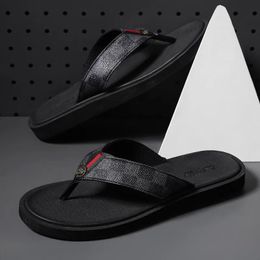 2023 Designer Rubber Slides Sandals Floral Brocade Men Slipper Flat Bottoms Flip Flops mens black Brown grey Striped Beach Slippers