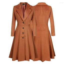 Women's Trench Coats 2023 Women Winter Wool Coat Oversized Warm Casual Office Ladies Long Pleated Button Autumn Retro Female Overcoats