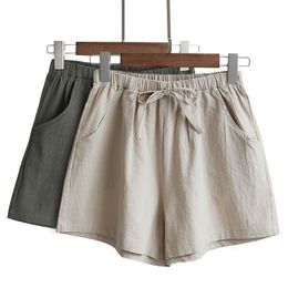 Women s Shorts Celana Pendek Linen Katun Musim Panas Longgar Pinggang Tinggi Wanita Olahraga Kasual Mode S XL 230517