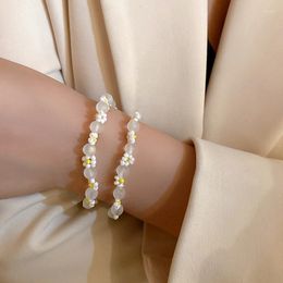 Strand Origin Summer Temperament Arcylic Flower For Women Girls Trendy White Charm Bracelet Jewellery Accessories