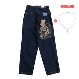 Men's Jeans Y2K Pants Loose for Men Women American Vintage Skateboard Baggy Denim Streetwear Dragon Embroidery Trouses 230517