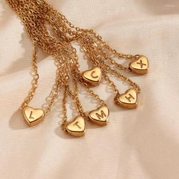 Pendant Necklaces Tauam Minimalist Small Love Initial Necklace Jewelry Stainless Steel 18k Gold Plated Mini Heart Shape Letter