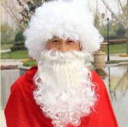 Christmas Decorations 2sets Adult/Child Santa Claus Cosplay White Beard Mustache Holiday Prop