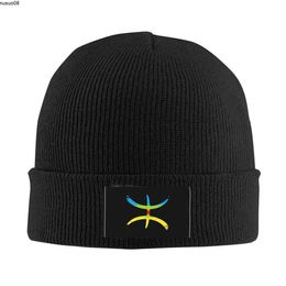 Beanie/Skull Caps Berber Amazigh Flag Beanie Cap Unisex Winter Warm Bonnet Homme Knitting Hats Cool Outdoor Skullies Beanies Caps For Men Women J230518