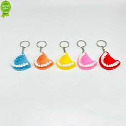 New Creative Tooth Keychain Resin Upper Jaw Model Shape Mini Denture Pendant Keyring for Girls Boys Backpack Ornament Clinic Gifts