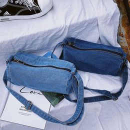 DHL50pcs Messenger Bags Women Demin Blue Phone Cylinder crossbody bag Mix Color