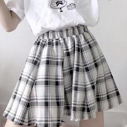 Capris QWEEK Kawaii Plaid Skirts Women 2021 Japanese Soft Girl Cute Highwaisted Mini Short Skirt Korean Fashion School Uniform JK Alt