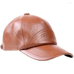 Ball Caps Panel Men 5 Baseball Cap Genuine Leather Leisure Dome Male Winter Sewing Adjust Peaked Gorras De Hombre Outdoor Hockey Hat