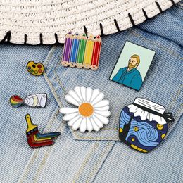 Genius Van Gogh! Famous Painter Enamel Brooches Artist Custom Brush Art Oil Painting Pins Badges Clothes Jewelry Gift for Friend