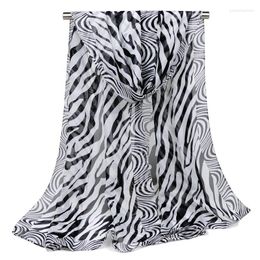 Scarves Zebra Print Long Chiffon For Women Fashion Shawl And Wraps Ponchos Spring Autumn Black White Striped Beach Silk Scarf