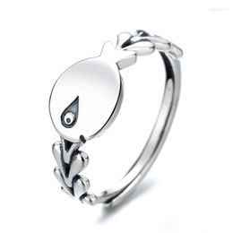 Cluster Rings SA SILVERAGE Men's Ring S925 Sterling Silver Fashion Personality Fish Finger Ladies Simple Adjustable Women Jewellery