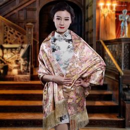 Scarves Chinese Style Shu-Brocade Scarf Women Elegant Shawl And Wraps Vintage Jacquard Pashmina Birthday Gift Echarpe Plus Size 205 55Cm