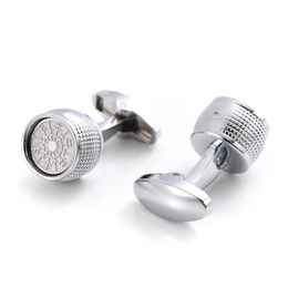 Men's Cufflinks Round Snowflake Pattern High-Quality Mens Business Dress Shirts Buttons French Wedding Cuff links Gifts for Men