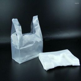 Gift Wrap 100pcs 28.5x18cm Transparent Plastic Bags Shopping Bag Supermarket With Handle Food Packaging