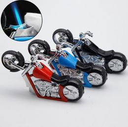 Newest Motorcycle Shaped Lighter With Light Inflatable No Gas Metal Cigar Butane Cigarette Jet Lighters Smoking Tool Home Decorative Ornaments