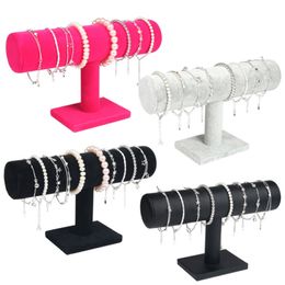 Jewelry Stand Type T Velvet Headband Hairpin Hairclip Bracelet Chain Watch Headdress Organizer Holder Display Colors 230517