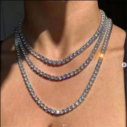 Chokers Width 3/4/5/6MM Iced Out Crystal Tennis Choker Necklace for Men Punk Hip Hop Luxury Zircon Collar Chain for Women Jewellery N117 230518