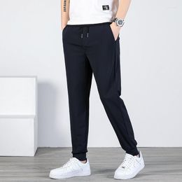 Men's Suits Lansboter Black Spring And Summer Thin Nylon Elastic Waist Leggings Casual Pants Men's Trousers Non-ironing Fashion