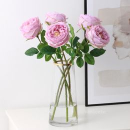 Home decoration flowers 45cm Moisturizing rose simulation flower high-end single handle rose artificial flowers LT442