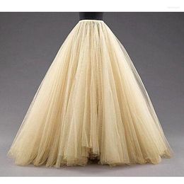 Skirts Gold Mesh Women Puffy Jupe Femme Fluffy Thick Maxi Party Wear Long Tulle Female