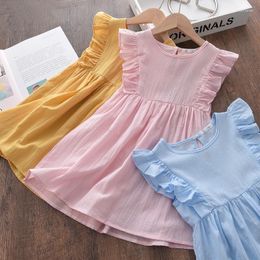 Girl Dresses Melario Kids Girls Solid Dress 2023 Summer Princess Party Toddler Baby Casual Holiday Clothing Ruffles Vestidos