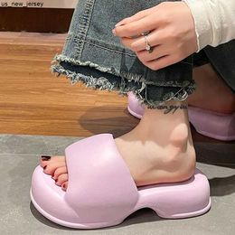 Sandals 2023 Gorgeous Clouds Slippers Woman Light Platform High Heels Anti-slip Soft Thick Sole Home Pillow Slides Ladies Summer Shoes J230518