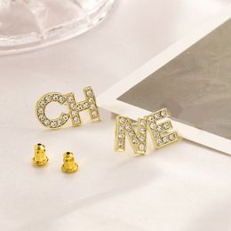 Charm Gold Plated Designers Letter Stud Famous Women Diamond Earring Wedding Party Jewerlry High Quality 20style Y240429