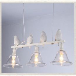 Pendant Lamps Modern Home Decoration 3 Head Bird Lamp Dining Room Glass Iron Bar LED Bulbs Cord