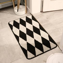 Carpets Door Mat Classical Black Gray Check Geometric Carpet Cool Modern Design Rug Absorbent Slip-resistant Pad Kitchen Floor Mats