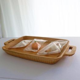 Plates Handmade Wood Serving Tray Dessert Plate Vintage Breakfast Holder Afternoon Tea Time Organiser Platter Home Table Decor