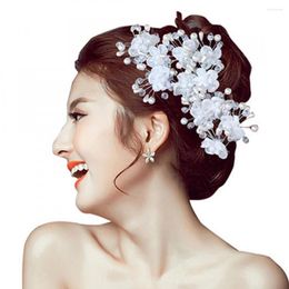 Headpieces Luxury Snowflake Flower Bridal Headwear Faux Pearl Wedding Hair Pin Hairband White Clip Bride Jewellery Korean