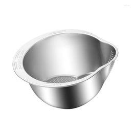 Bowls Stainless Steel Rice Washing Strainer Bowl Philtre Basket For Fruit Vegetable Drainer Home Kitchen Accessories