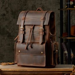 Backpack AETOO Handmade Cowhide Large-capacity Men's Personality Retro European And American Leisure Youth Leather Men