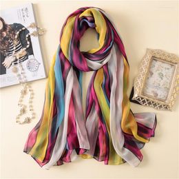 Scarves KOI LEAPING Fashion Colour Stripes Print Female Outside Holiday Soft Scarf Beach Towel Sunscreen Long