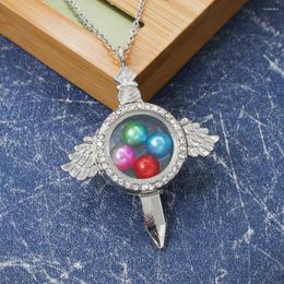 Pendant Necklaces Crystal Magnetic Wing Cross Glass Locket Bead Pearl Cage Living Memory Floating Charms Stainless Chain Necklace