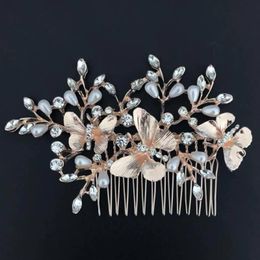 Cristalli Perline Pettini per capelli da sposa Corona Tiara Accessori per capelli da sposa Ornamenti per fascia fatti a mano da donna Copricapo da ballo femminile Copricapo per capelli ZJ06