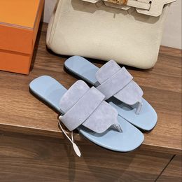 Slippers Shoes For Women Size35-41 Genuine Leather Flip-Flops Natural Kid Suede Summer Slides Designer Zapatillas Mujer