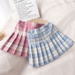 Skirts Fashion 4-12 Years Children Girls Pleated Skirts Kids College Style Student Performance Plaid Skirts For Girls Bottom Clothes 230518