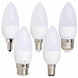 LED Candle Light Bulb Flame Tip Screw 85-265V 3W Chandelier Lamp 2835 SMD Cool Warm White Energy Saving For Home