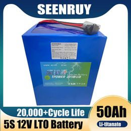 5S 12V 50Ah LTO Battery Pack Lithium Titanate Deep Cycle for 1200W Caravan Solar Energy Storage Boat Vehicle RV