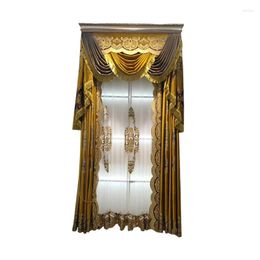 Curtain Living Room Empty Embroidered Flannel Curtains High-grade Balcony French Window Screen