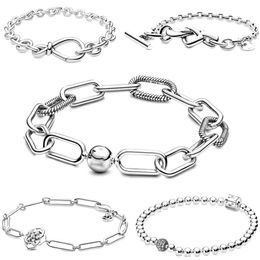 Bangle Ladies Heart Bracelet 925 Sterling Silver Snake Chain Bracelet Suitable for Ladies Original Pendant Beaded Jewellery Gift