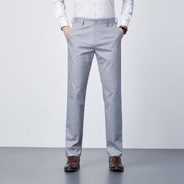 Men's Pants Linen Casual Men's Spring And Summer Middle-Aged Business Trousers Thin Loose Elastic Straight-Leg