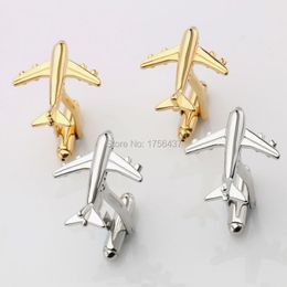 Lepton Fashion Plane Styling Cufflinks For Mens Real Tie Clip AirPlane Cuff links Plane Design Cufflinks for Men Gifts