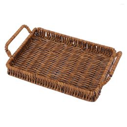 Dinnerware Sets Kitchen Tray Dessert Trays Bread Basket Coffee Table Desk Topper Wicker Fruit Handles Decorative Serving Nesting