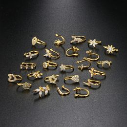 Fashion Copper Inlaid Zircon U-Shaped Nose Clip Ear Bone Clip Non-Perforated Anti-Pain Puncture Nose Ring Jewelry Wholesale