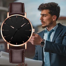 Wristwatches Men Watch Imitation Leather Belt Quartz Fashion Business Wristwatch Casual Clock Gifts