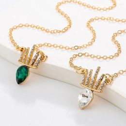 Pendant Necklaces Dainty Crown And Gem Stone Necklace For Women Fashion Crystal Charm Choker Perals Jewellery Accessories Party Gifts 2023