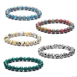 Beaded Colorf Charm Strand Men Bracelets 8Mm Natural Stone Malachite Bangles For Women Yoga Jewellery Drop Delivery Dhgarden Dhzsb