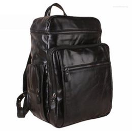 Backpack 2023 Fashion Oil Waxed Genuine Leather Men Real School Bag Male Travel Rucksack